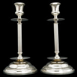 MID-CENTURY MODERN GUSTAV ERIKSSON NICKEL CANDLESTICKS, ESKILSTUNA SWEDEN - A PAIR, 1960S, CHROME