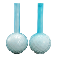 PAIR VICTORIAN CASED DIAMOND QUILTED SATIN GLASS VASES, LATE 19TH CENTURY, UNITED STATES