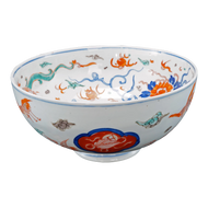 JAPANESE IMARI BOWL FOO LION DESIGN CIRCA 1900, 1900 - 1909, PORCELAIN