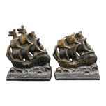 PAIR OF SAILING SHIP CAST IRON BOOKENDS VERONA CIRCA 1925, 1920S, UNITED STATES