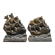 PAIR OF SAILING SHIP CAST IRON BOOKENDS VERONA CIRCA 1925, 1920S, UNITED STATES