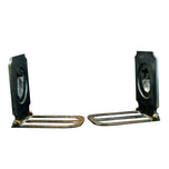 PAIR OF MID CENTURY COMEDY AND DRAMA ISRAELI DAYAGI BROTHERS BRONZE BOOKENDS CIRCA 1960, 1960S, VERDIGRIS BRONZE FINISH