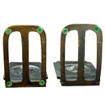 PAIR OF MID CENTURY COMEDY AND DRAMA ISRAELI DAYAGI BROTHERS BRONZE BOOKENDS CIRCA 1960, 1960S, VERDIGRIS BRONZE FINISH