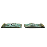 PAIR OF MID CENTURY COMEDY AND DRAMA ISRAELI DAYAGI BROTHERS BRONZE BOOKENDS CIRCA 1960, 1960S, VERDIGRIS BRONZE FINISH