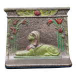 TUTMANIA SPHINX PROFILE POLYCHROME CAST IRON BOOKEND CIRCA 1926, 1920S, UNITED STATES