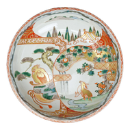 LARGE JAPANESE IMARI BOWL DEER DESIGN MEIJI PERIOD 19TH CENTURY, LATE 19TH CENTURY, PORCELAIN