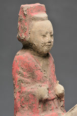 A CHINESE TANG DYNASTY PAINTED POTTERY HORSE AND RIDER