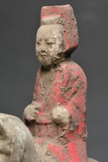 A CHINESE TANG DYNASTY PAINTED POTTERY HORSE AND RIDER