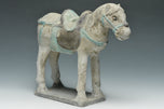 A CHINESE MING DYNASTY PAINTED POTTERY HORSE