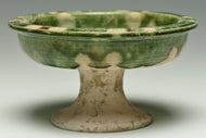 A TANG DYNASTY SANCAI-GLAZED STEM DISH