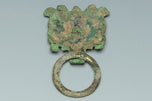 A PAIR OF HAN DYNASTY GILT BRONZE MASK RING HANDLES