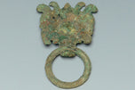 A PAIR OF HAN DYNASTY GILT BRONZE MASK RING HANDLES