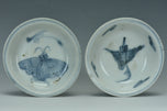 TWO MING DYNASTY BLUE AND WHITE DISHES WANLI PERIOD