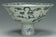 A MING DYNASTY BLUE AND WHITE FIGURAL STEM BOWL 15TH CENTURY