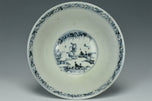 A MING DYNASTY BLUE AND WHITE FIGURAL STEM BOWL 15TH CENTURY