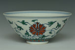 A LATE QING DYNASTY DOUCAI BOWL YONGZHENG MARK AND BOX