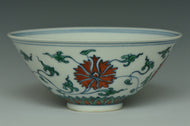 A LATE QING DYNASTY DOUCAI BOWL YONGZHENG MARK AND BOX