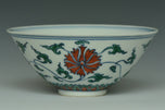 A LATE QING DYNASTY DOUCAI BOWL YONGZHENG MARK AND BOX