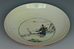 A QING DYNASTY FIGURAL DISH KANGXI MARK AND PERIOD