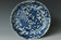 A MING DYNASTY BLUE AND WHITE DRAGON DISH WANLI MARK AND PERIOD AND BOX