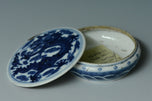 A LATE QING DYNASTY BLUE AND WHITE DRAGON BOX EX. CHRISTIE'S 2013