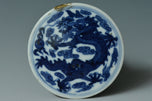 A LATE QING DYNASTY BLUE AND WHITE DRAGON BOX EX. CHRISTIE'S 2013
