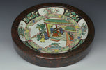 A FRAMED QING DYNASTY FAMILLE ROSE DISH 19TH CENTURY EX. CHRISTIE'S
