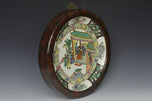 A FRAMED QING DYNASTY FAMILLE ROSE DISH 19TH CENTURY EX. CHRISTIE'S