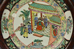 A FRAMED QING DYNASTY FAMILLE ROSE DISH 19TH CENTURY EX. CHRISTIE'S