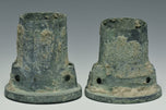 TWO HAN DYNASTY BRONZE CHARIOT FITTINGS