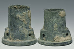 TWO HAN DYNASTY BRONZE CHARIOT FITTINGS