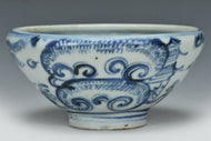 A MING DYNASTY BLUE AND WHITE RITUAL BOWL 15TH CENTURY