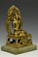 A GILT-BRONZE FIGURE OF AMITAYUS QIANLONG MARK AND PERIOD