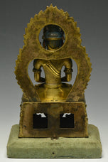 A GILT-BRONZE FIGURE OF AMITAYUS QIANLONG MARK AND PERIOD
