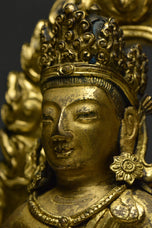 A GILT-BRONZE FIGURE OF AMITAYUS QIANLONG MARK AND PERIOD