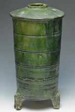 A HAN DYNASTY GREEN GLAZED POTTERY MODEL OF A GRANARY