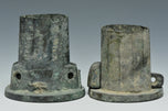 TWO HAN DYNASTY BRONZE CHARIOT FITTINGS