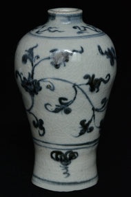 A MING DYNASTY BLUE AND WHITE MEIPING VASE 15TH CENTURY