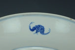 A BLUE AND WHITE DRAGON DISH KANGXI MARK 19TH CENTURY