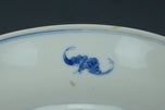 A BLUE AND WHITE DRAGON DISH KANGXI MARK 19TH CENTURY
