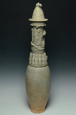 A SONG DYNASTY QINGBAI FUNERARY VASE AND COVER