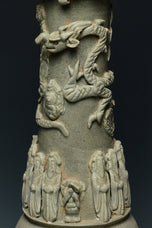 A SONG DYNASTY QINGBAI FUNERARY VASE AND COVER