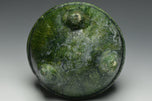 A HAN DYNASTY GREEN GLAZED DING AND COVER