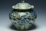 A YUAN DYNASTY BLUE AND WHITE JAR AND COVER