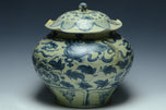 A YUAN DYNASTY BLUE AND WHITE JAR AND COVER