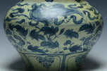 A YUAN DYNASTY BLUE AND WHITE JAR AND COVER