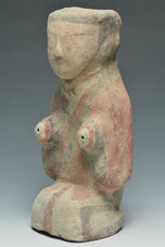 A HAN DYNASTY PAINTED POTTERY KNEELING ATTENDANT