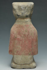 A HAN DYNASTY PAINTED POTTERY KNEELING ATTENDANT
