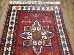 1930S ANTIQUE PERSIAN HERIZ KARAJEH RUNNER RUG 3X11, HAND-KNOTTED RED GEOMETRIC MEDALLIONS