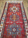 1930S ANTIQUE PERSIAN HERIZ KARAJEH RUNNER RUG 3X11, HAND-KNOTTED RED GEOMETRIC MEDALLIONS